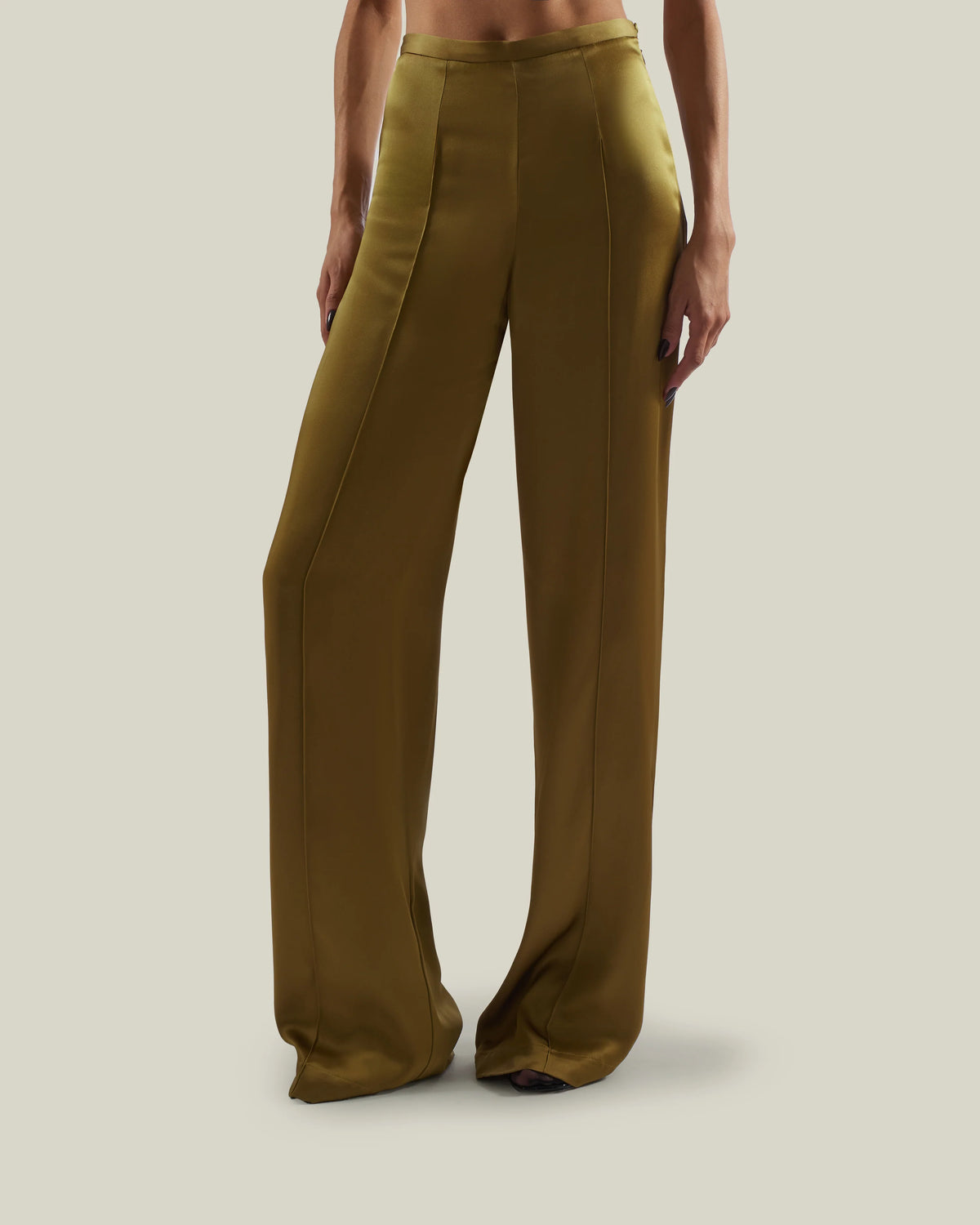 The Marlene Satin Pants in Antique Bronze by Taller Marmo
