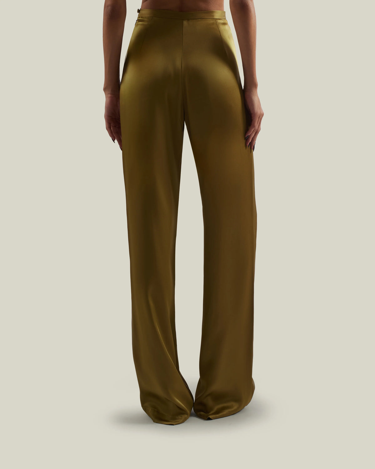 The Marlene Satin Pants in Antique Bronze by Taller Marmo