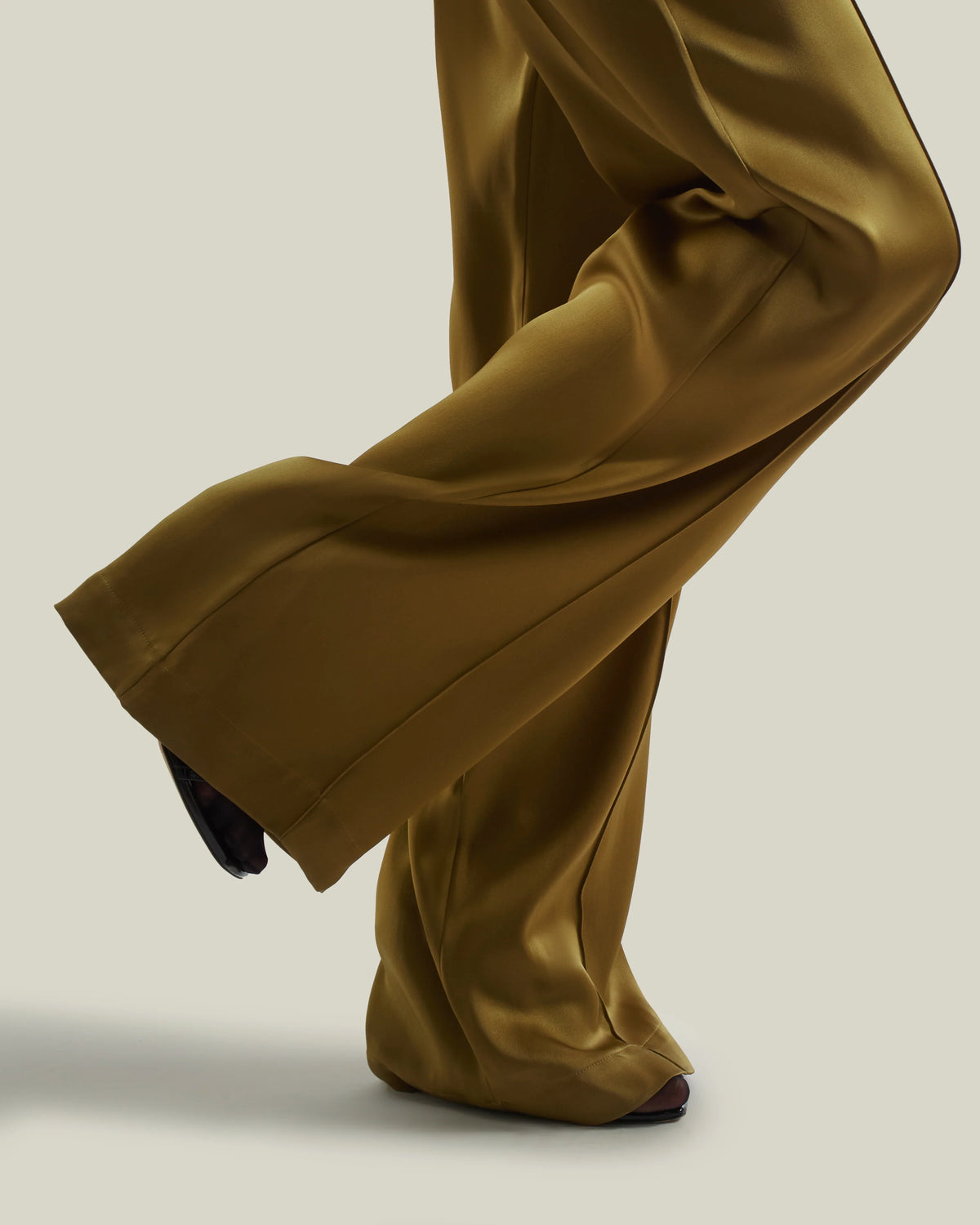 The Marlene Satin Pants in Antique Bronze by Taller Marmo