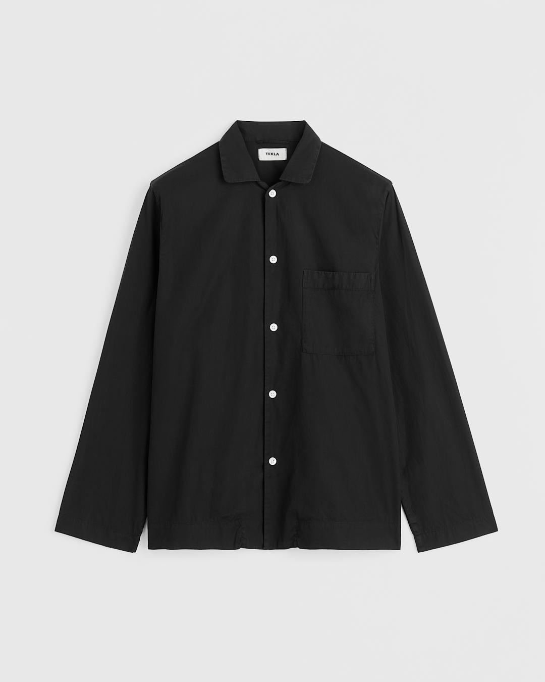 Black Poplin Pyjama Shirt by Tekla