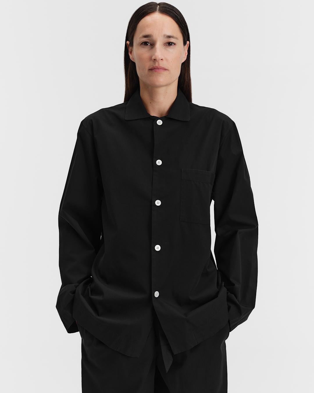 Black Poplin Pyjama Shirt by Tekla