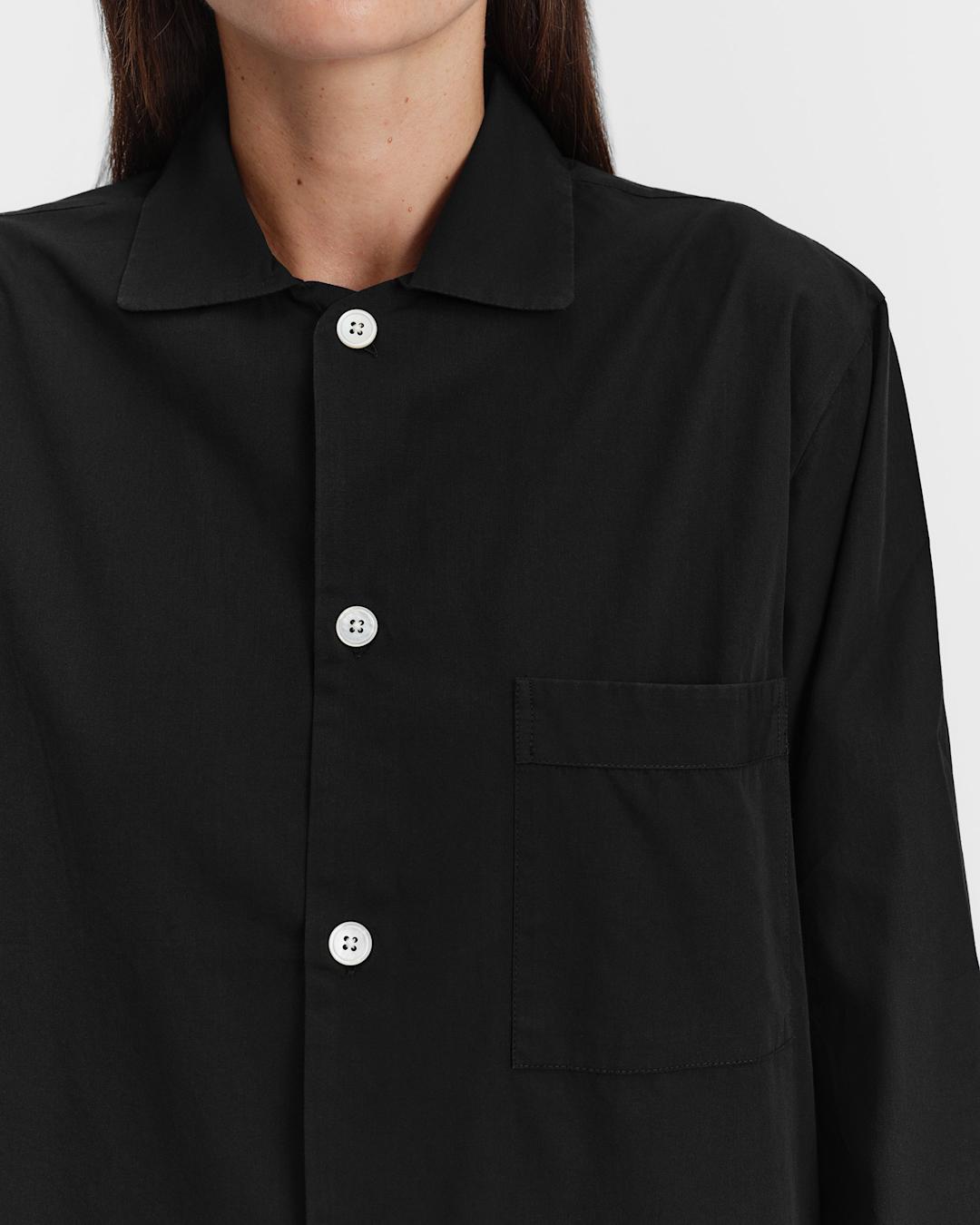 Black Poplin Pyjama Shirt by Tekla