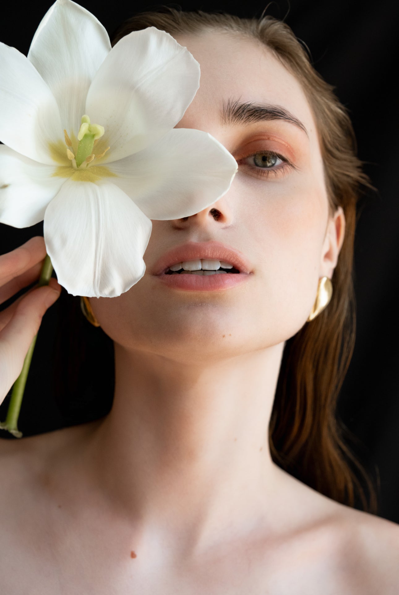 Gold vermeil Catherine earrings by AGMES organic shape earrings from Blackbird Collection's sustainable accessories