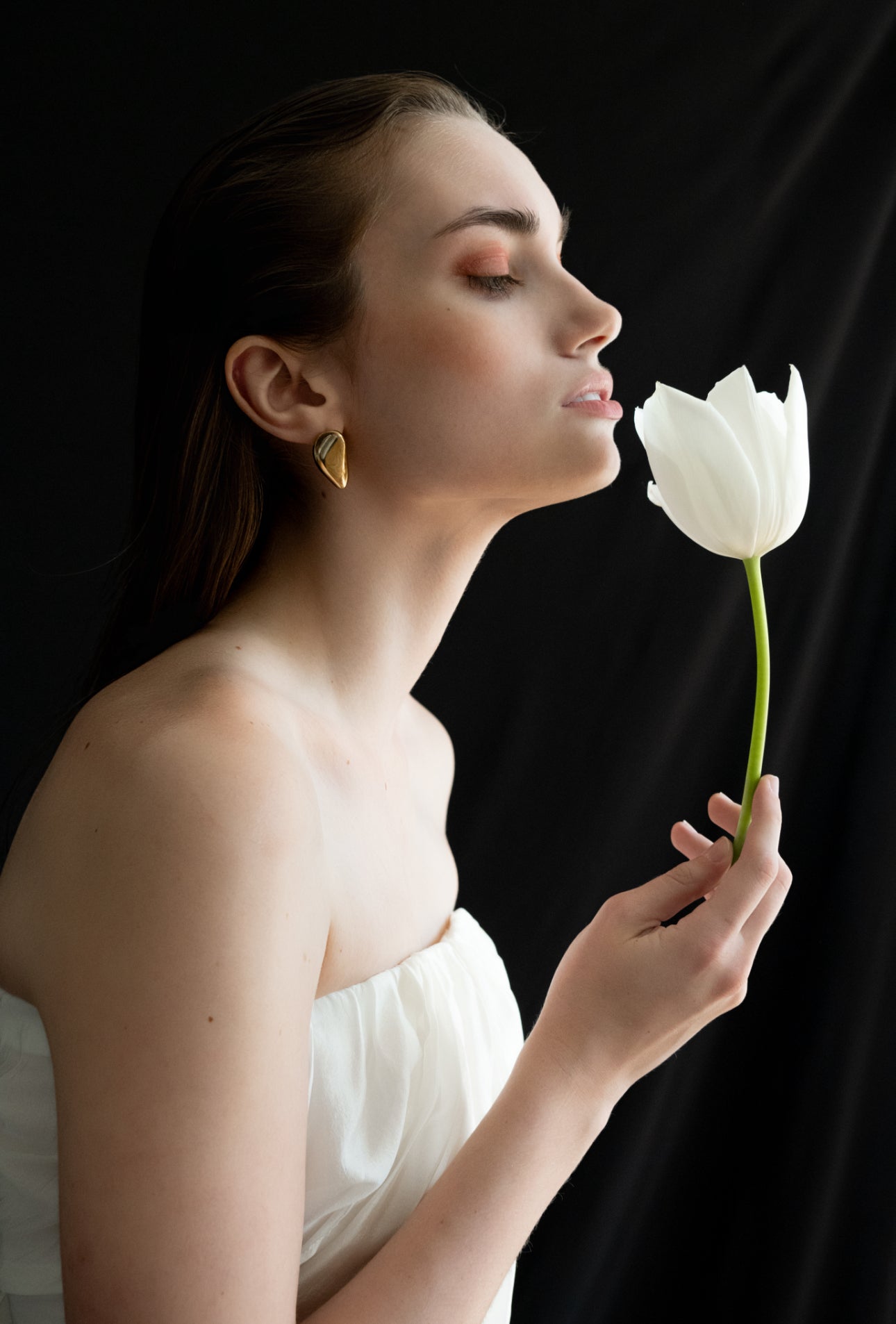 Gold vermeil Catherine earrings by AGMES organic shape earrings from Blackbird Collection's sustainable accessories