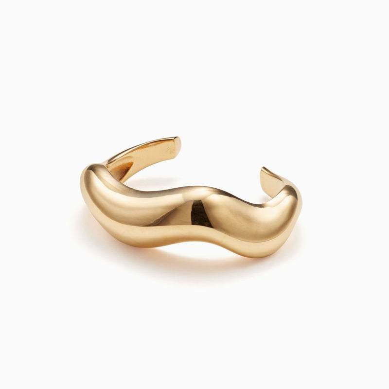 Large gold vermeil Astrid cuff organic shaped bracelet by AGMES from Blackbird Collection's sustainable jewelry