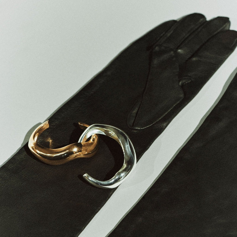Large gold vermeil Astrid cuff organic shaped bracelet by AGMES from Blackbird Collection's sustainable jewelry