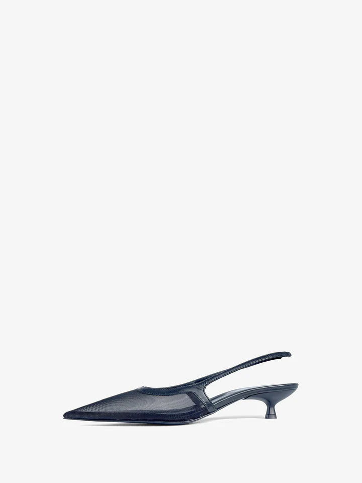 Matrix slingback kitten heels in black mesh by Anny Nord from Blackbird Collection's sustainable footwear