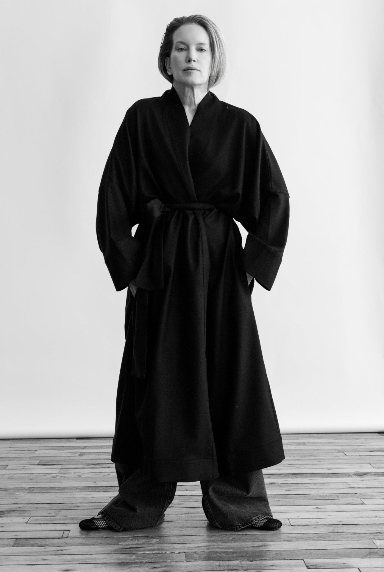 Black cashmere wool Athens robe by Asceno from Blackbird Collection's sustainable elevated loungewear