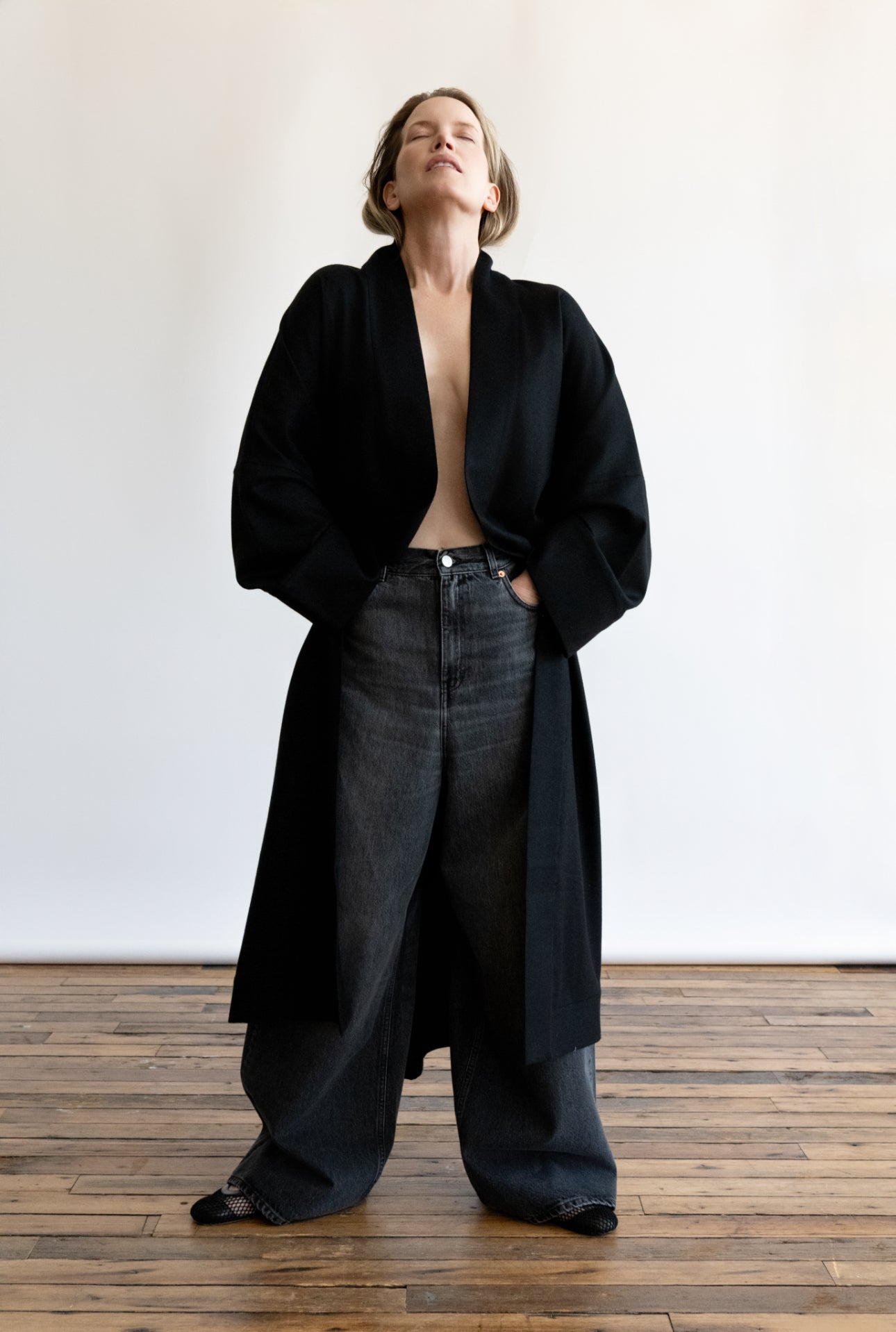 Black cashmere wool Athens robe by Asceno from Blackbird Collection's sustainable elevated loungewear
