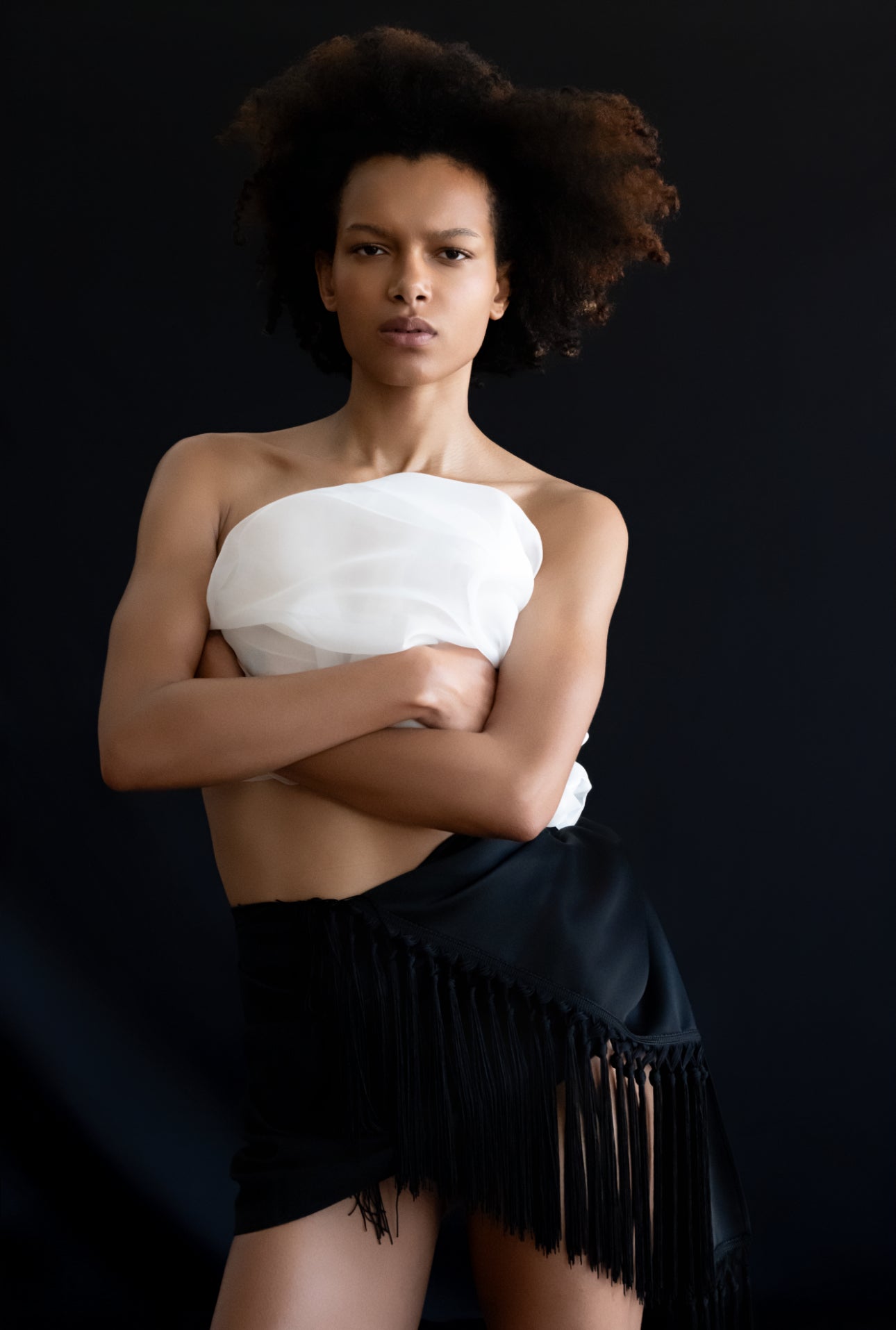 Babe stole in black with fringe by Taller Marmo from Blackbird Collection's sustainable accessories