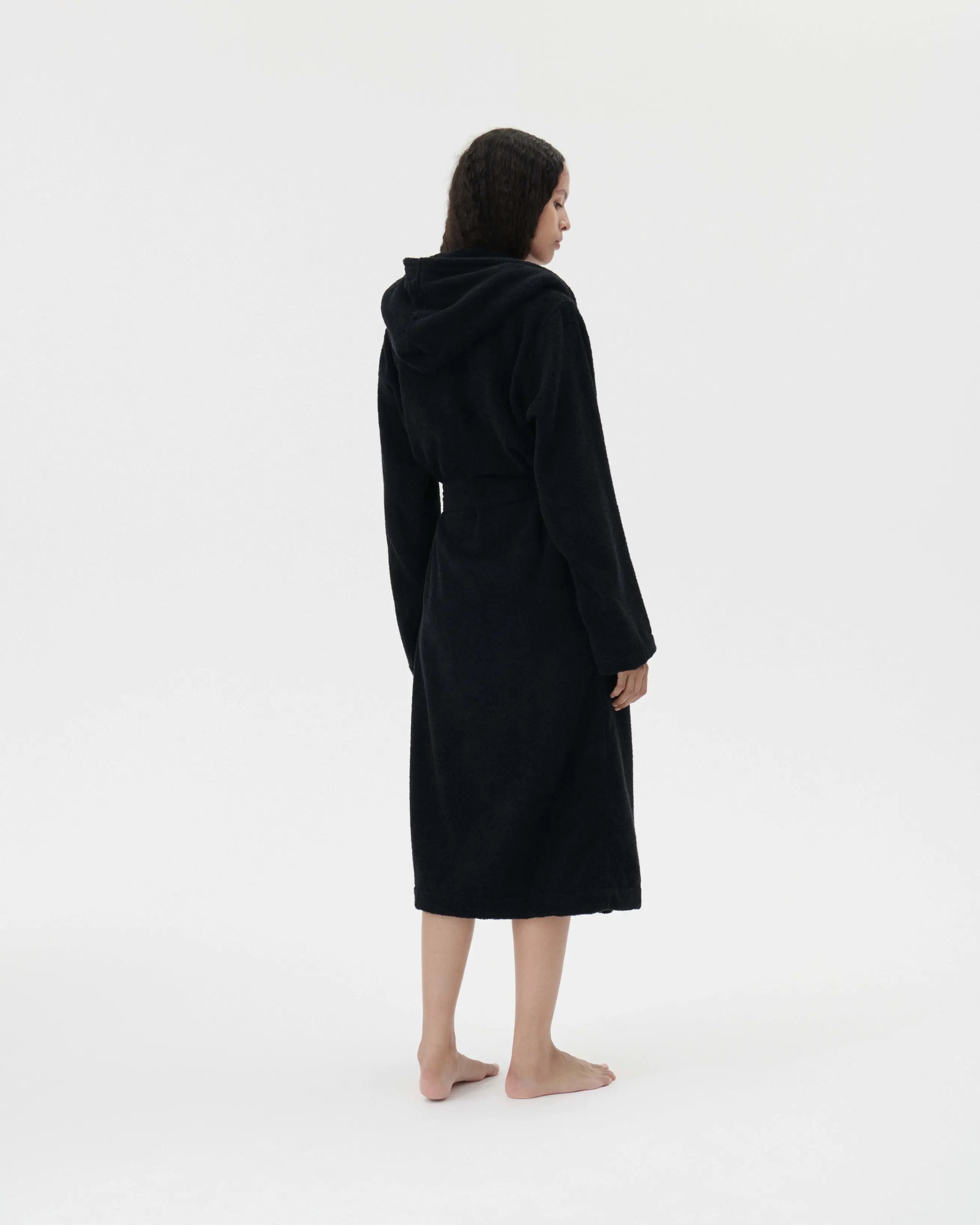 Tekla Hooded Bathrobe in Black