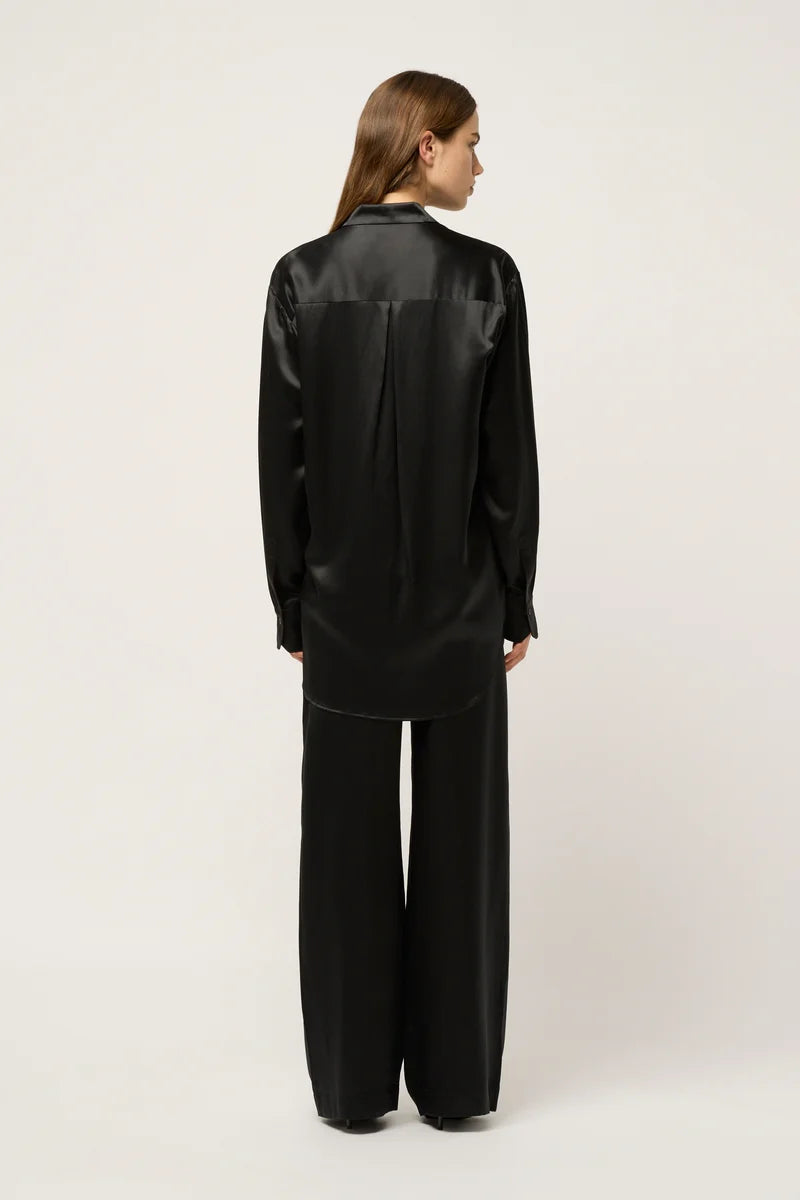 Michael Lo Sordo Relaxed Silk Boy Pant in Black