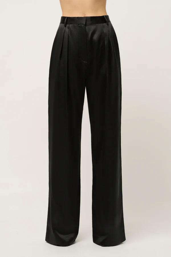 Michael Lo Sordo Relaxed Silk Boy Pant in Black