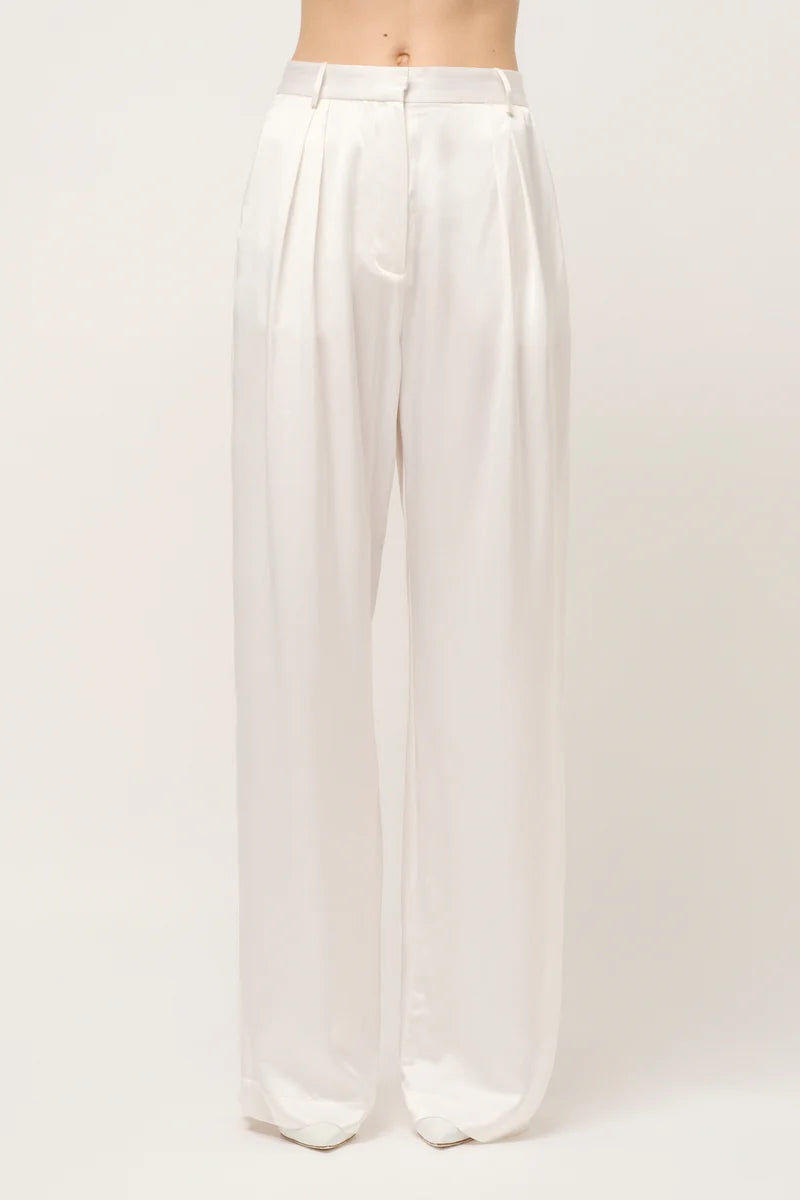 Michael Lo Sordo Relaxed Silk Boy Pant in White