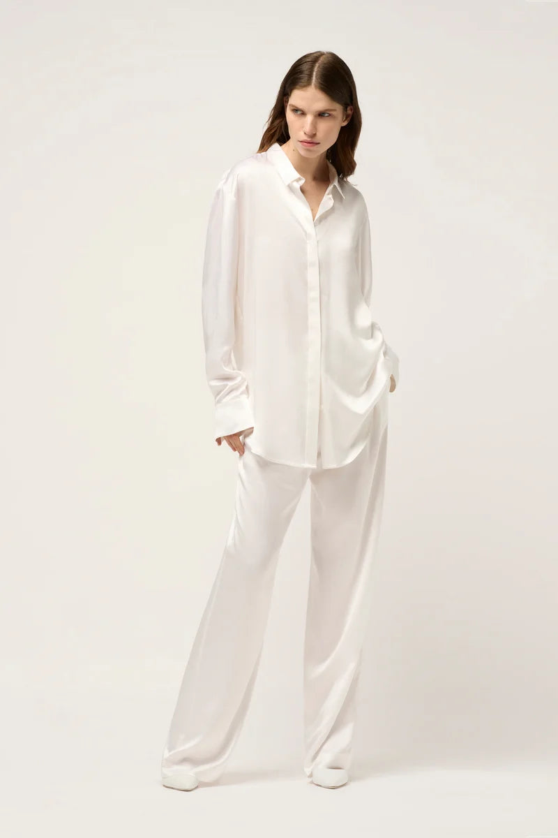 Michael Lo Sordo Relaxed Silk Boy Shirt in White