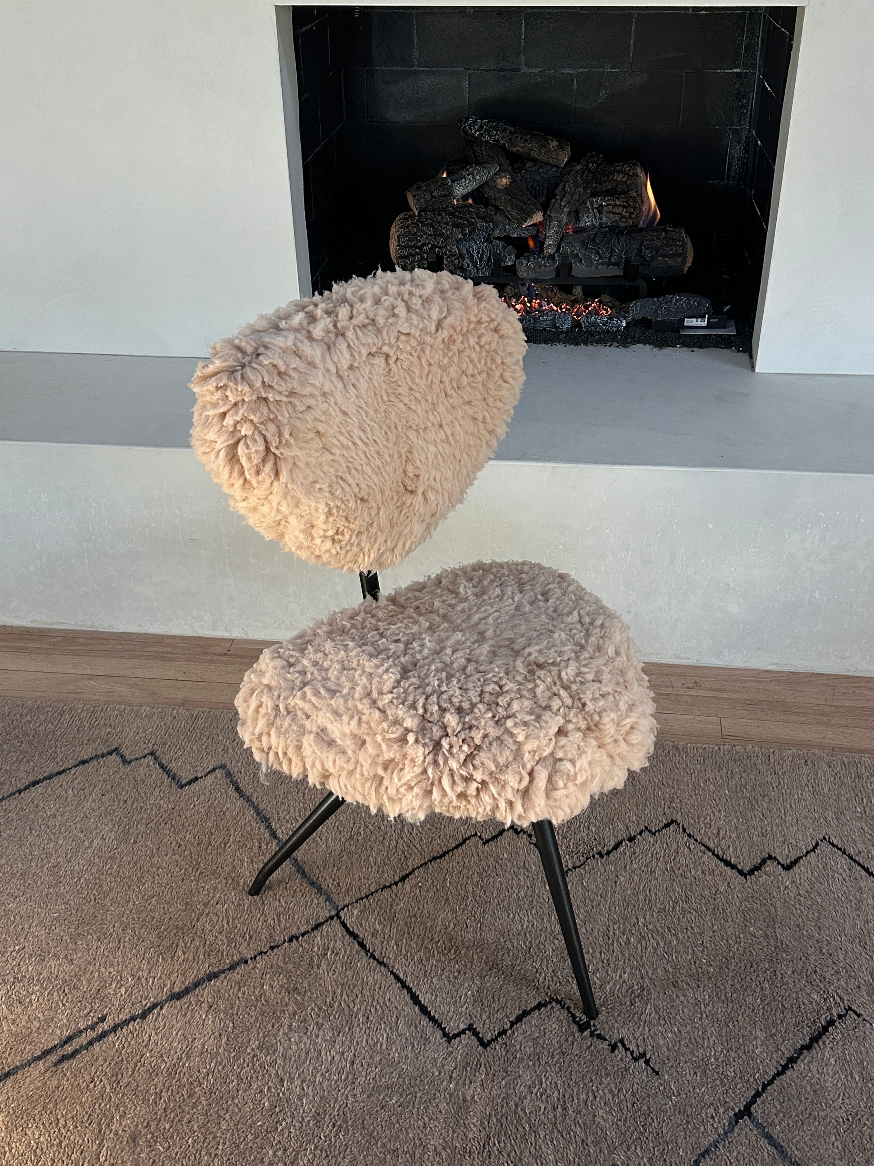 custom Sheepskin side chair created by Blackbird Collection sustainable fashion and interiors in kansas city