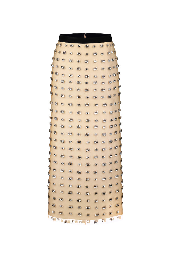 The Chantal Midi Skirt in Nude by Nué