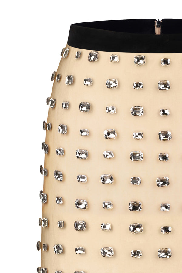 The Chantal Midi Skirt in Nude by Nué