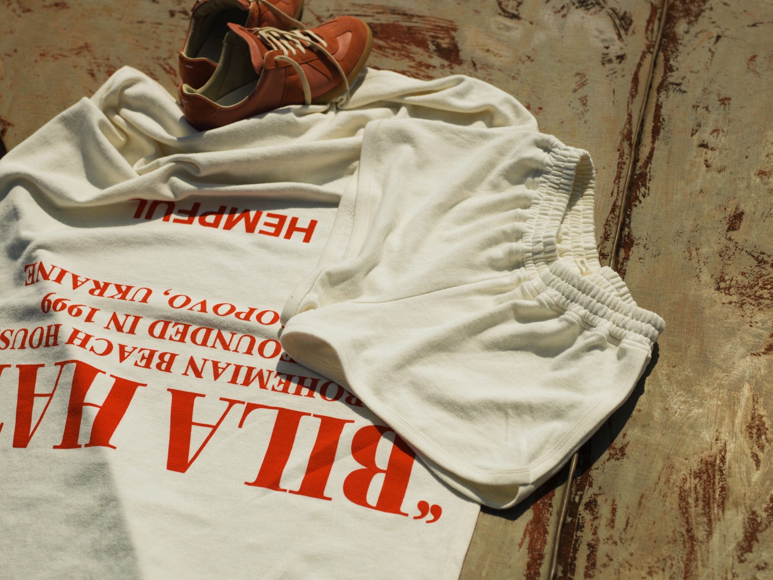 Off-white beach towel by Hempful sustainable modern beach towel from Blackbird Collection's sustainable accessories and swim