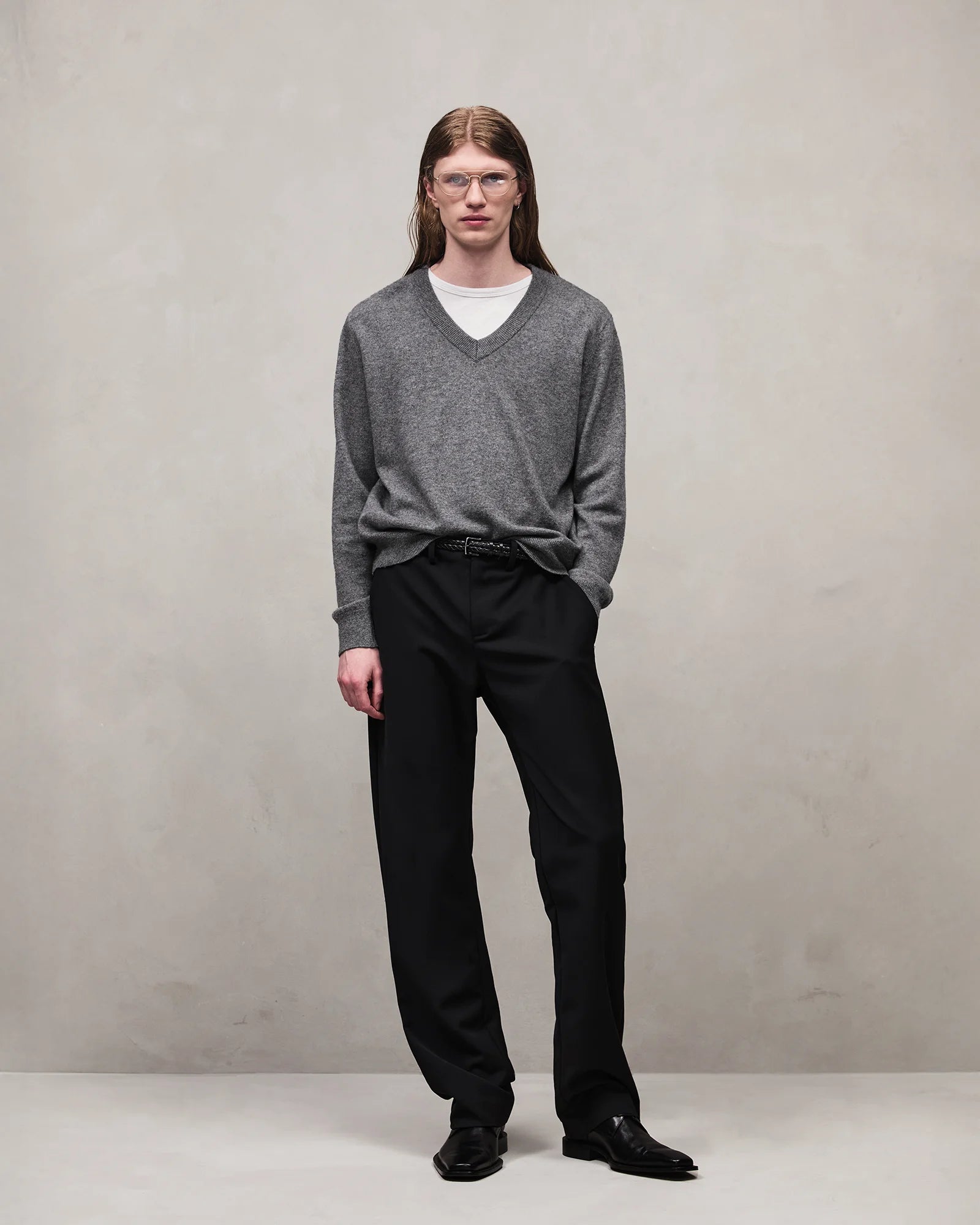 Preorder - The V-Neck Sweater in Concrete by Entire Studios