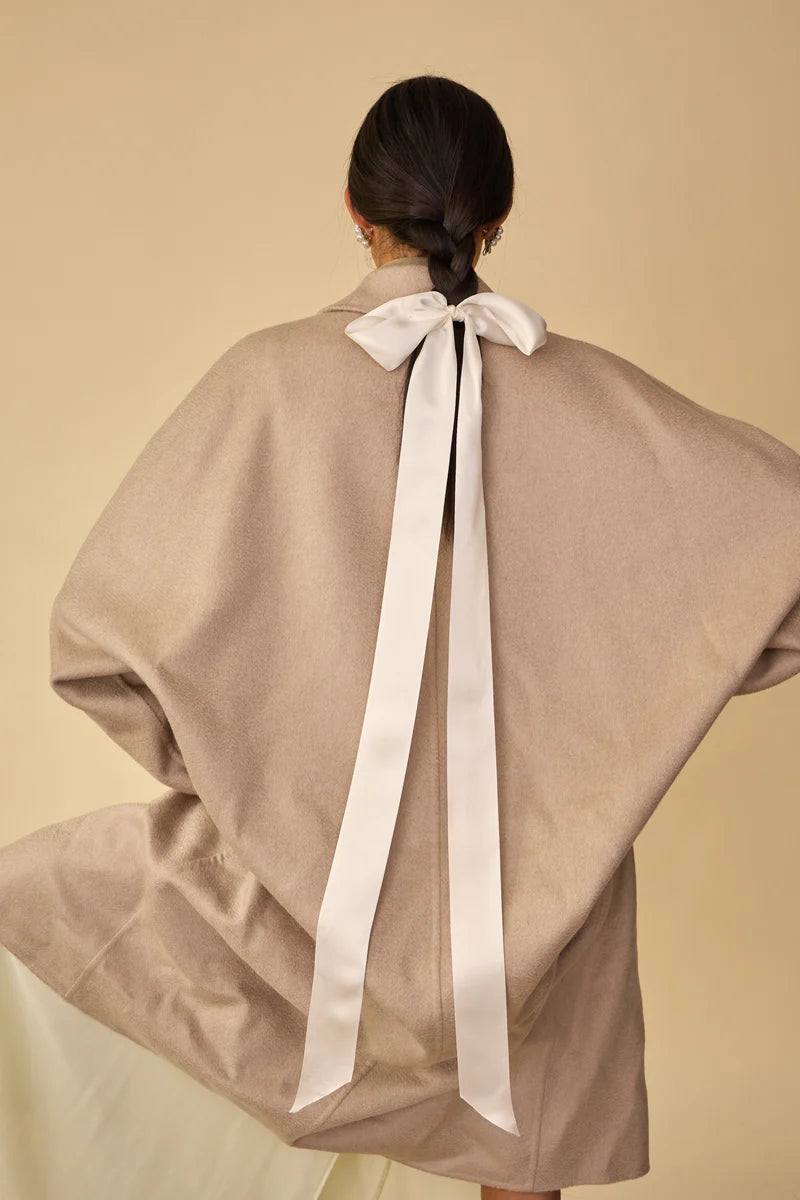 Long tail silk hair bow by Lelet from Blackbird Collection's sustainable accessories for women