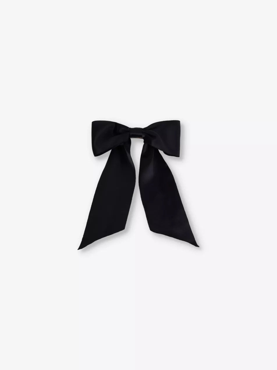 Anya structured bow in black satin by Lelet from Blackbird Collection's sustainable accessories for women