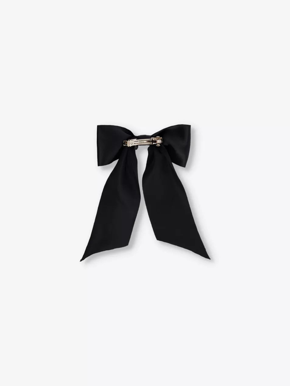 Anya structured bow in black satin by Lelet from Blackbird Collection's sustainable accessories for women