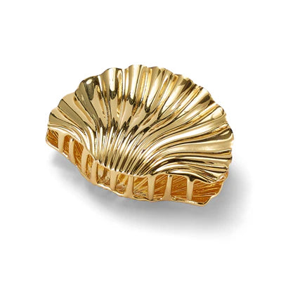 Large glossy shell hair clip in gold beach accessory by Lelet from Blackbird Collection's sustainable accessories
