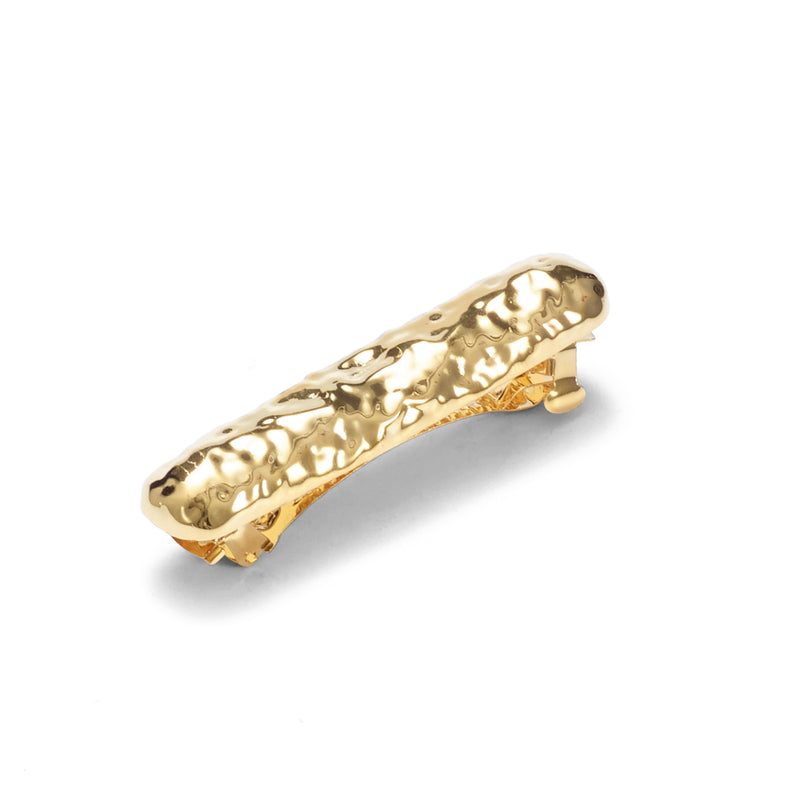Gold hammered bar barrette hair accessory by Lelet from Blackbird Collection's sustainable accessories