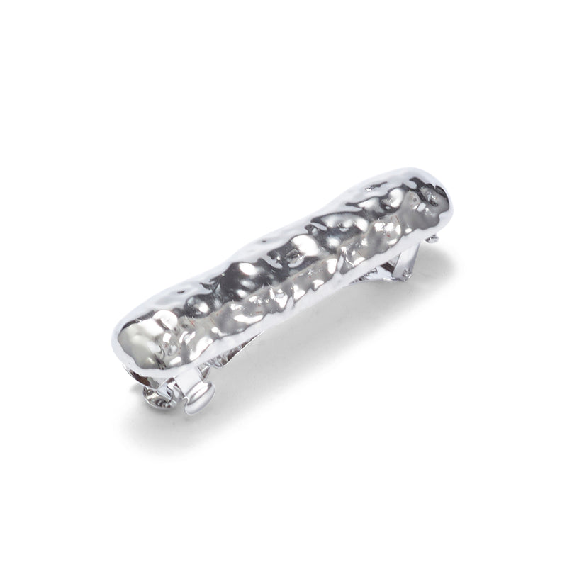 silver hammered bar barrette hair accessory by Lelet from Blackbird Collection's sustainable accessories