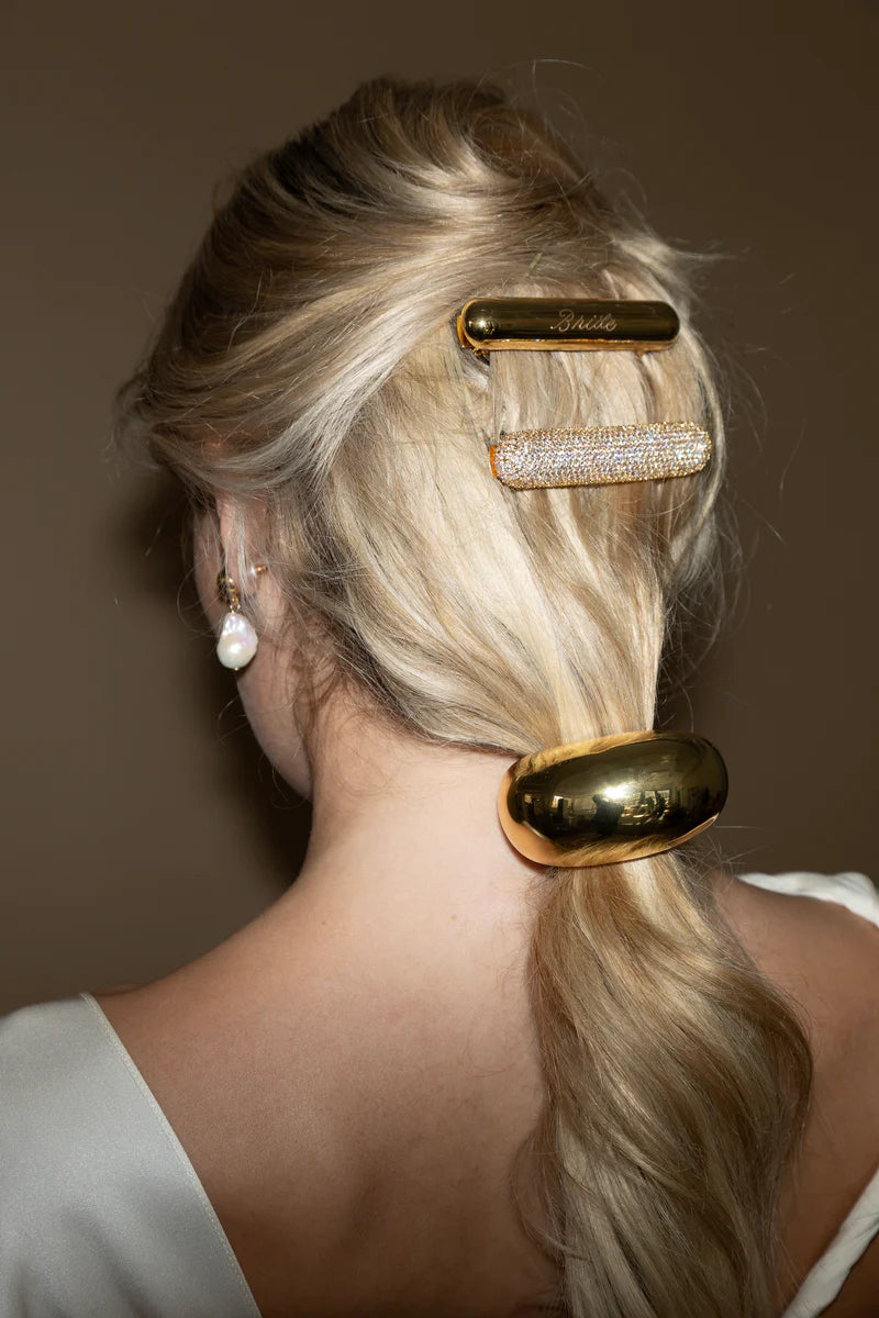 Pavé crystal bar barrette by Lelet from Blackbird Collection's sustainable accessories and hair jewelry collection