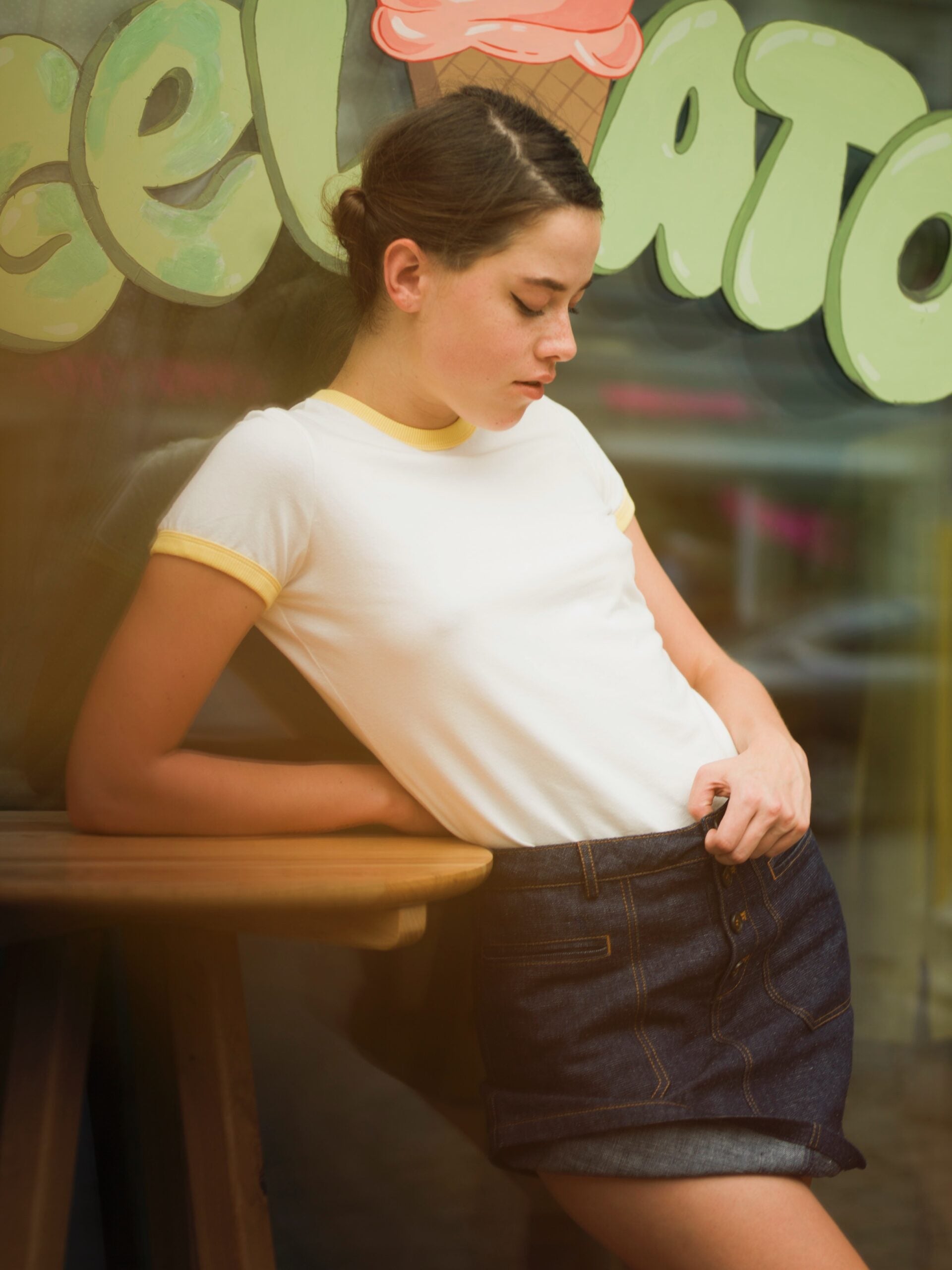 Hempful T-Shirt in White with Yellow