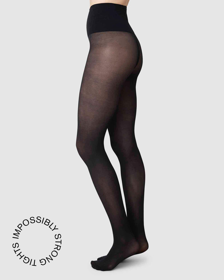 Lois rip resistant sheer tights in black by Swedish Stockings from Blackbird Collection's sustainable accessories from side