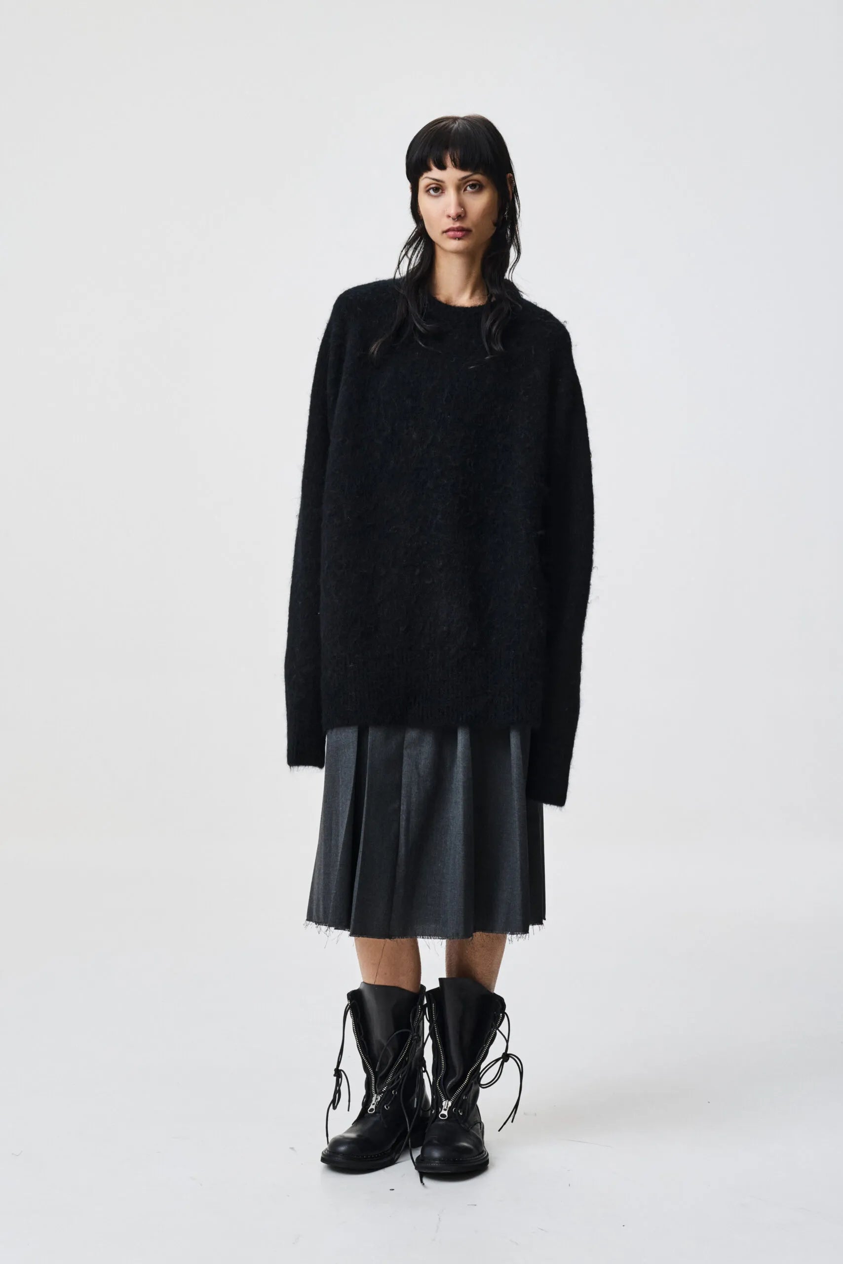 The Nayo Knit by ADNYM Black Sweater made of mohair and wool