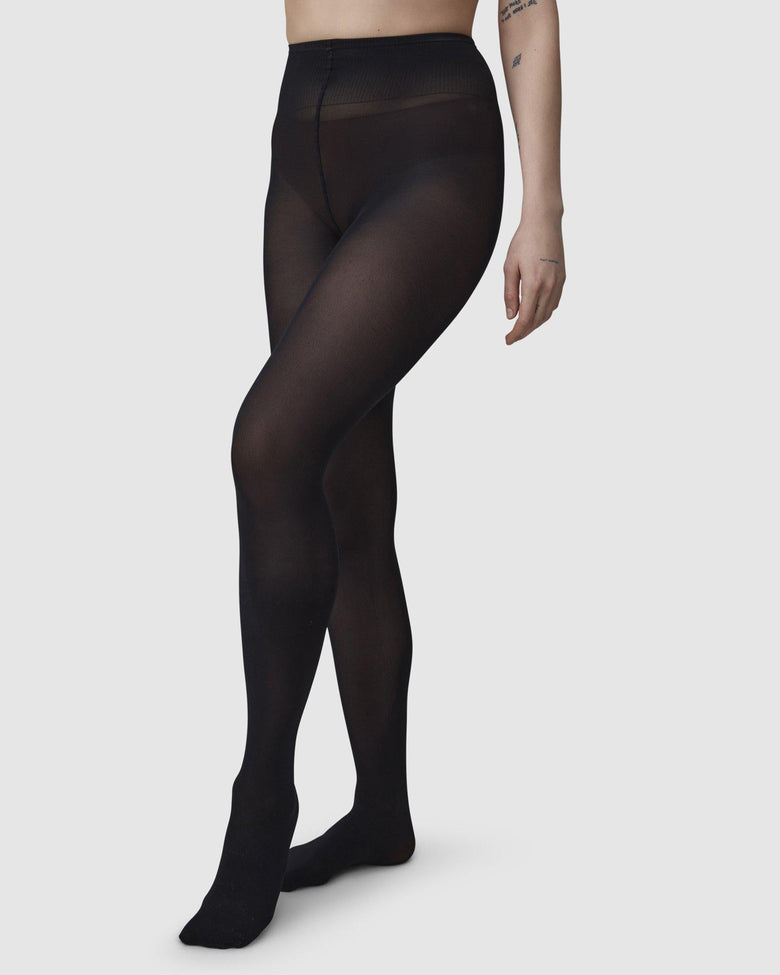Black premium Olivia semi-opaque tights by Swedish Stockings from Blackbird Collection's sustainable accessories