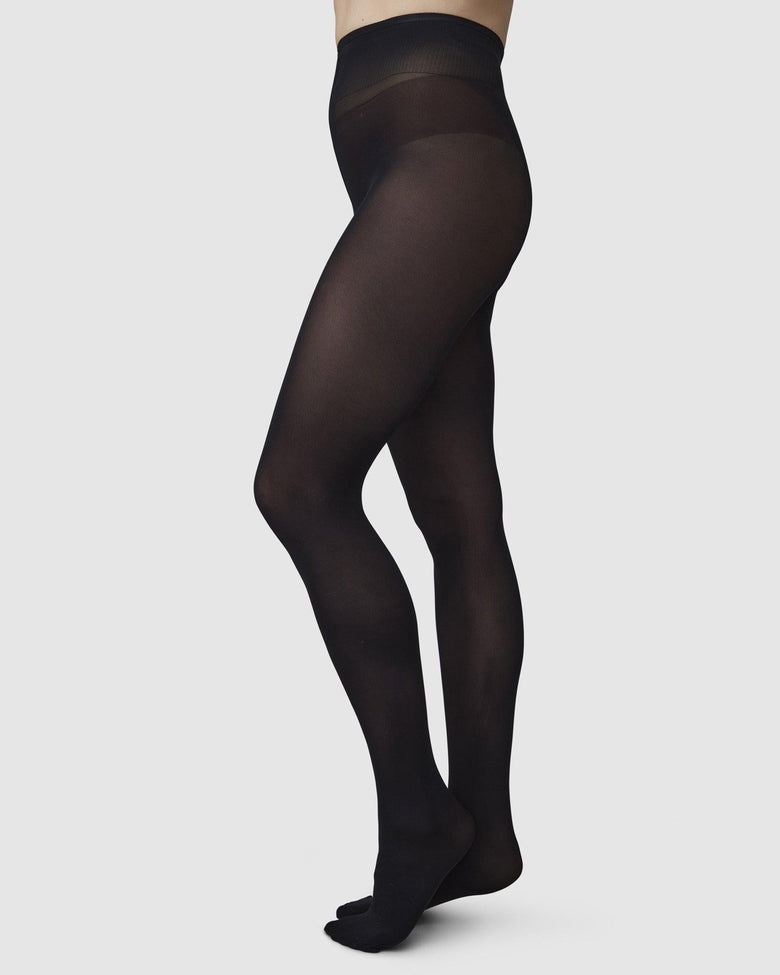 Black premium Olivia semi-opaque tights by Swedish Stockings from Blackbird Collection's sustainable accessories