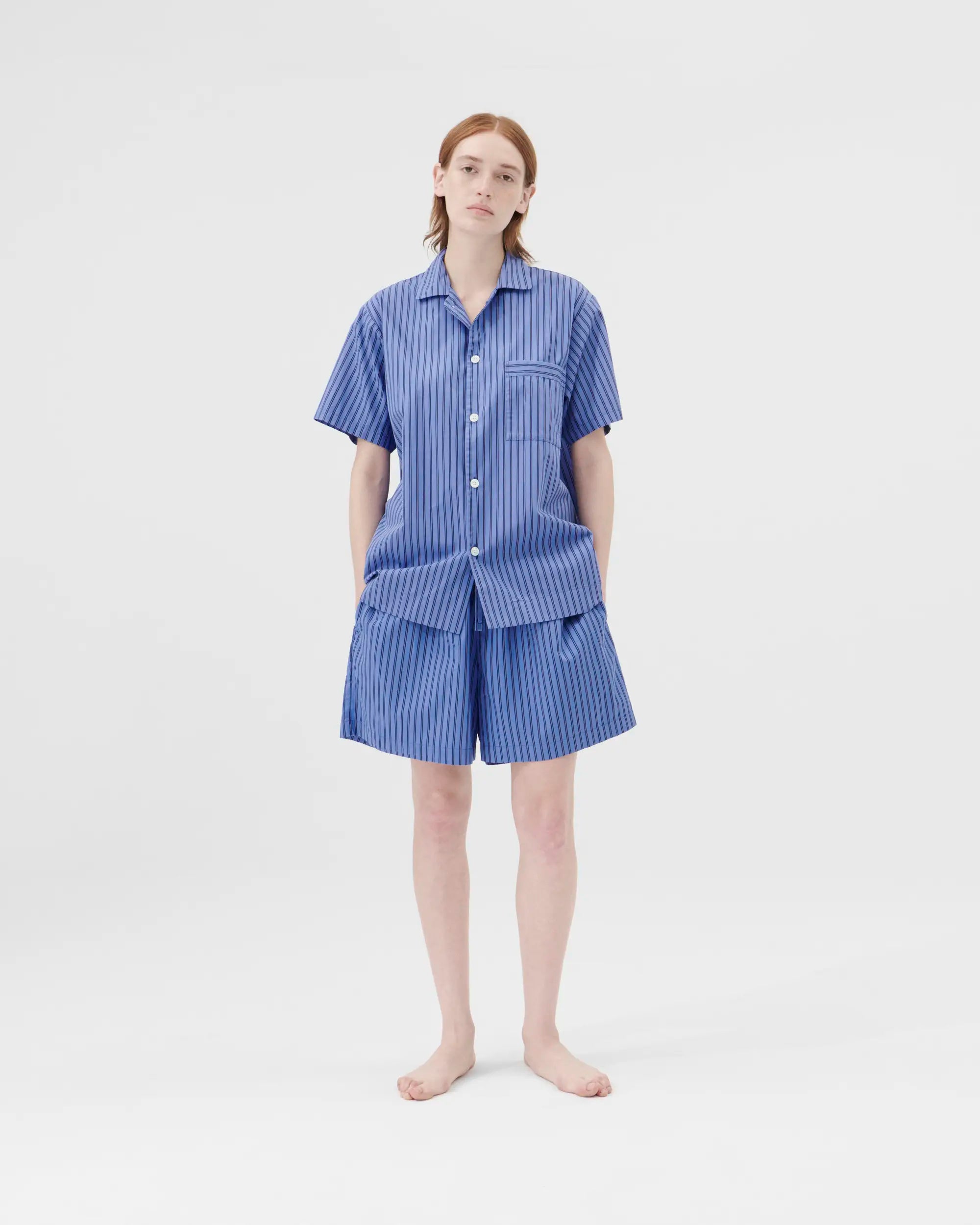 Tekla Boro Poplin Striped Pyjama Shorts