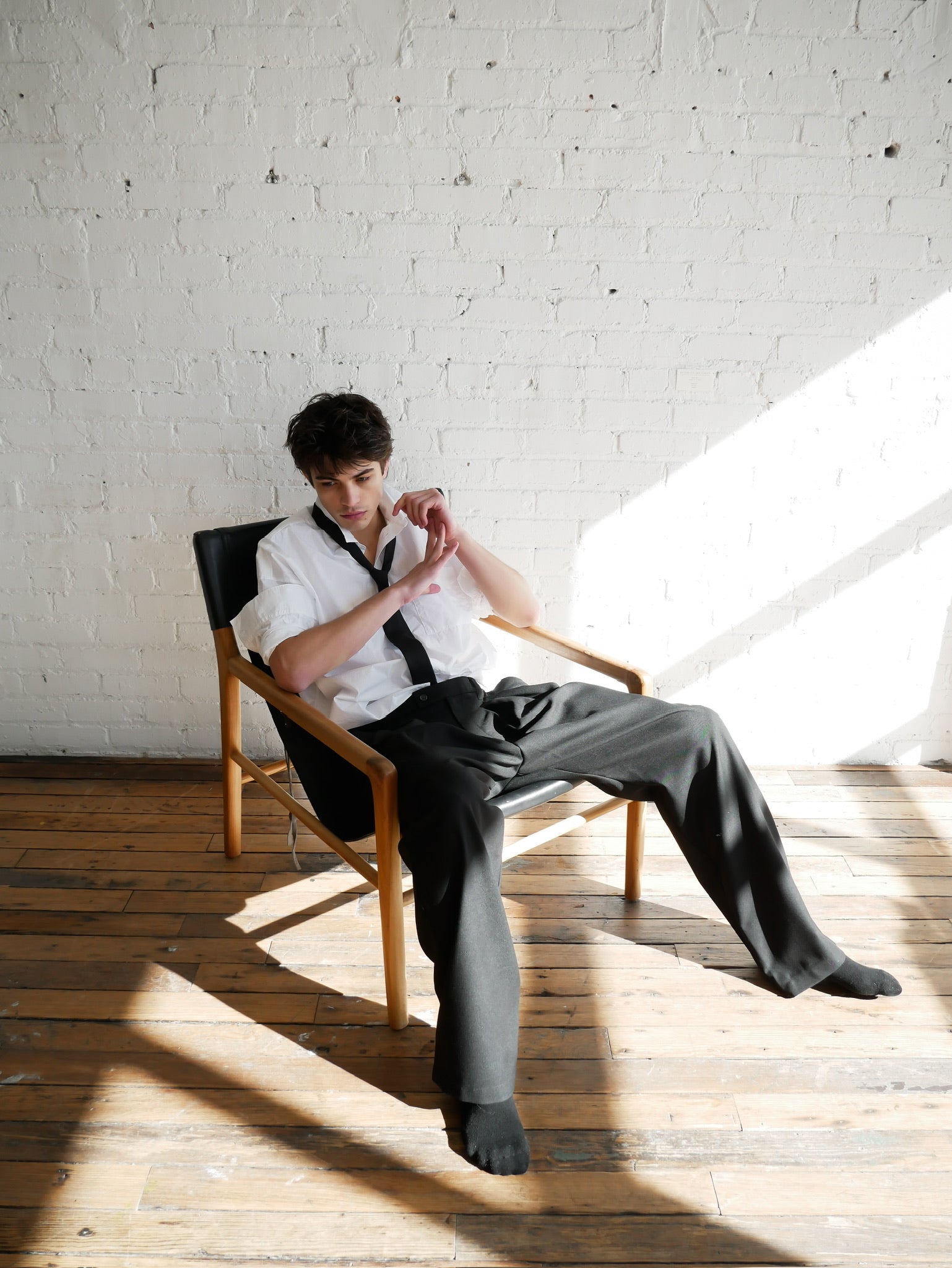 The Rham Shirt in White by ADNYM White Button Down