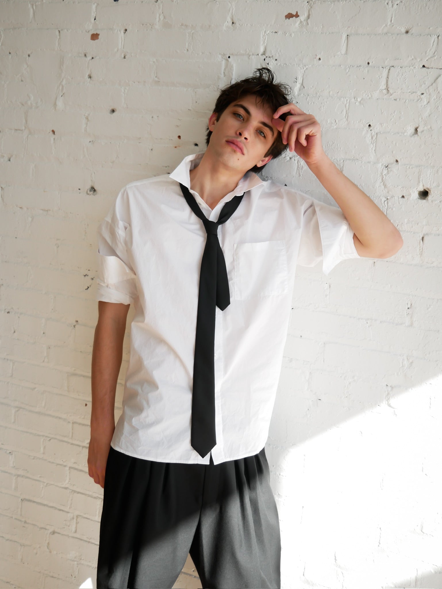 The Rham Shirt in White by ADNYM White Button Down