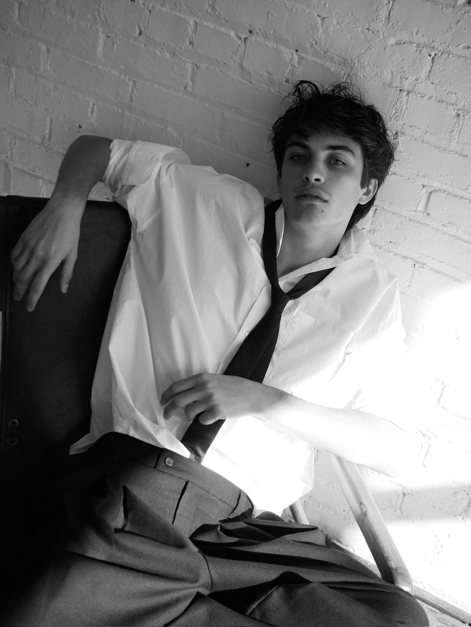 The Rham Shirt in White by ADNYM White Button Down