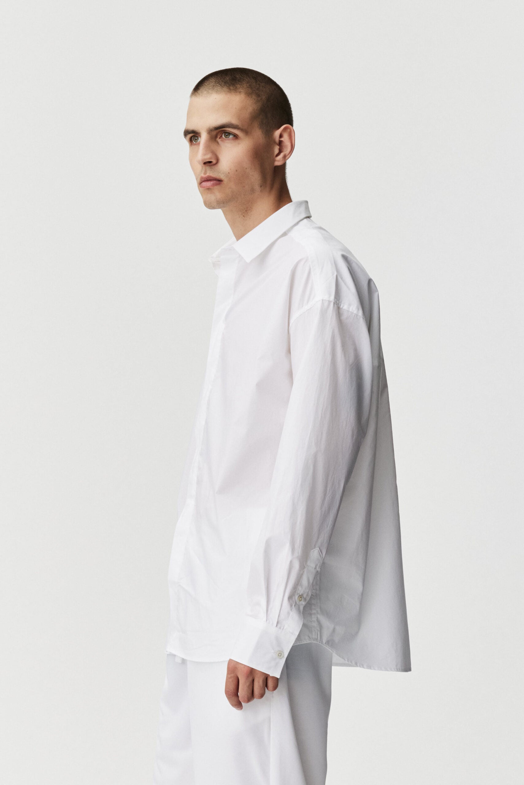 White Rhim button down relaxed shirt by ADNYM from Blackbird Collection's sustainable men’s fashion