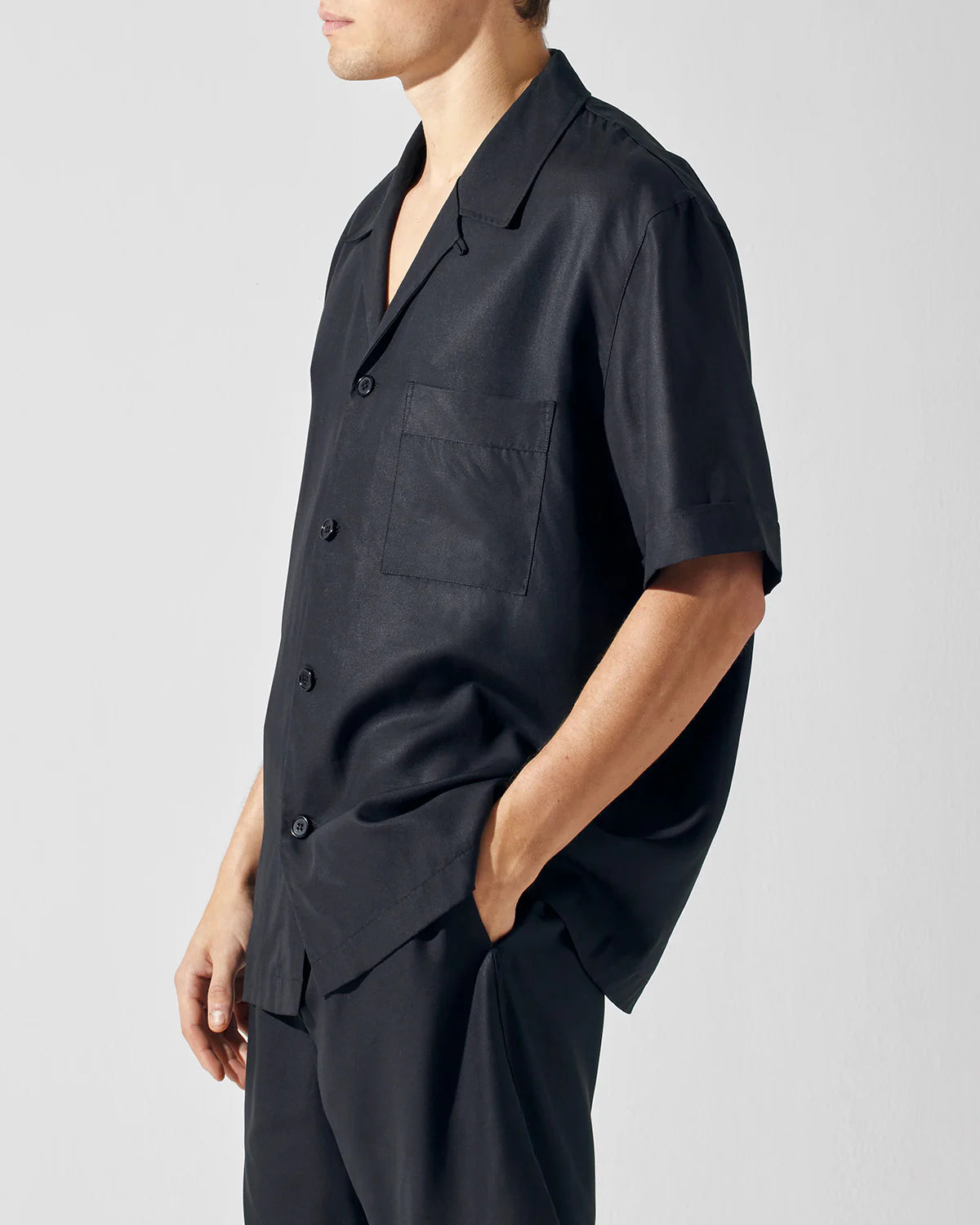 CDLP Short Sleeve Pyjama Shirt in Black