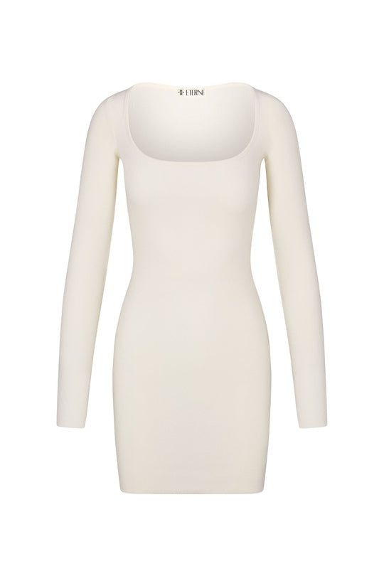 Éterne Square Neck Mini Dress in Cream