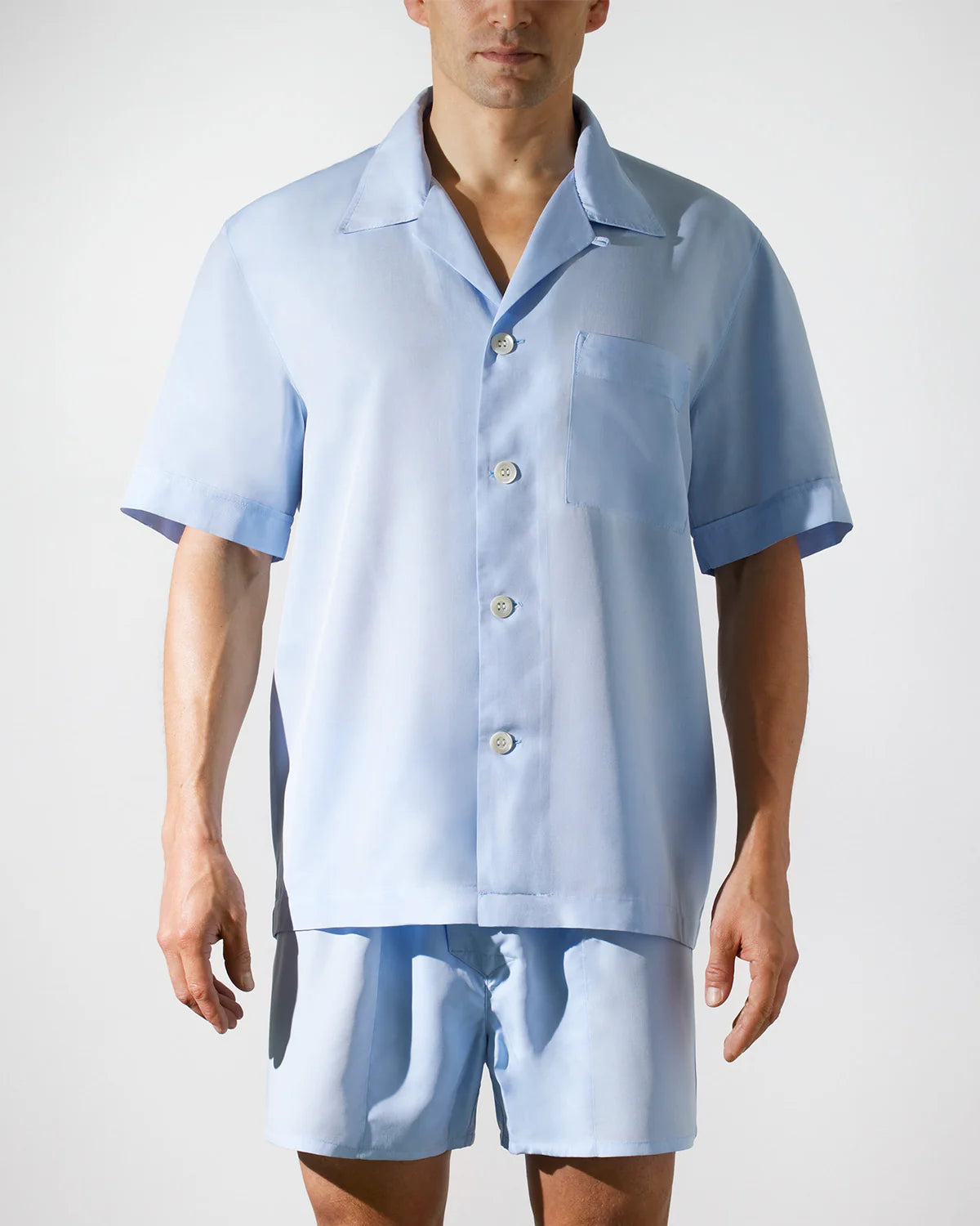 CDLP Short Sleeve Pyjama Shirt in Sky Blue