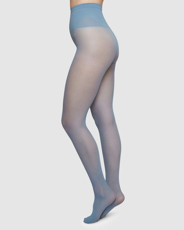 Dusty blue premium tights by Swedish Stockings from Blackbird Collection's sustainable accessories