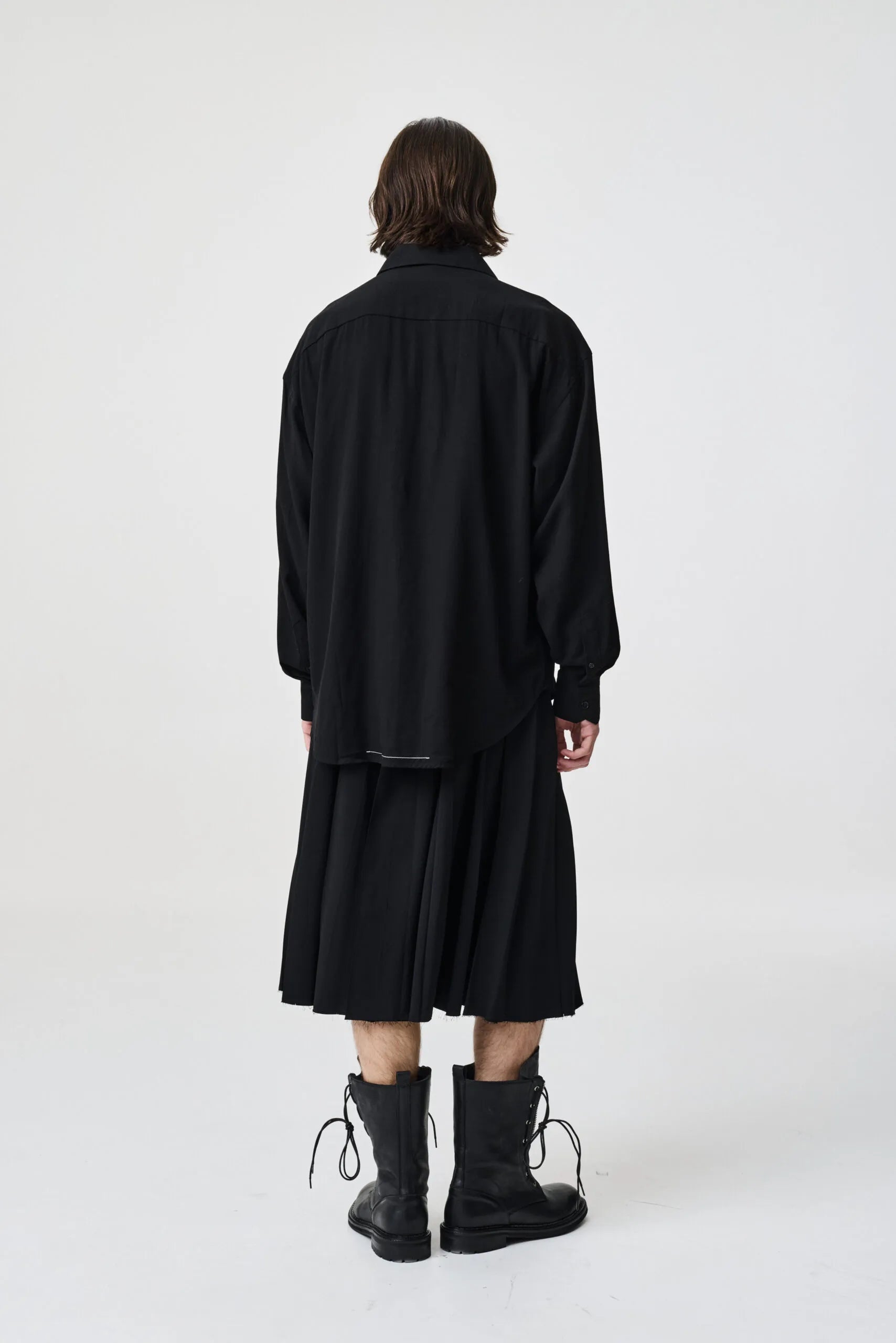 The Taq Shirt in Black by ADNYM Black Button Down Shirt Loose Fit