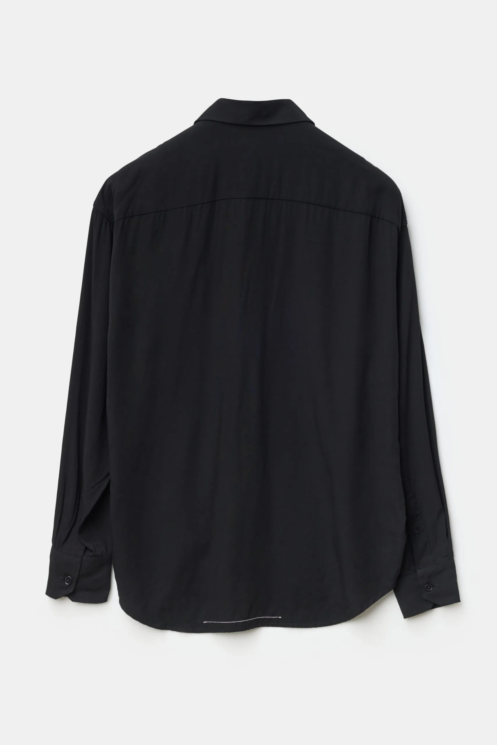 The Taq Shirt in Black by ADNYM Black Button Down Shirt Loose Fit back