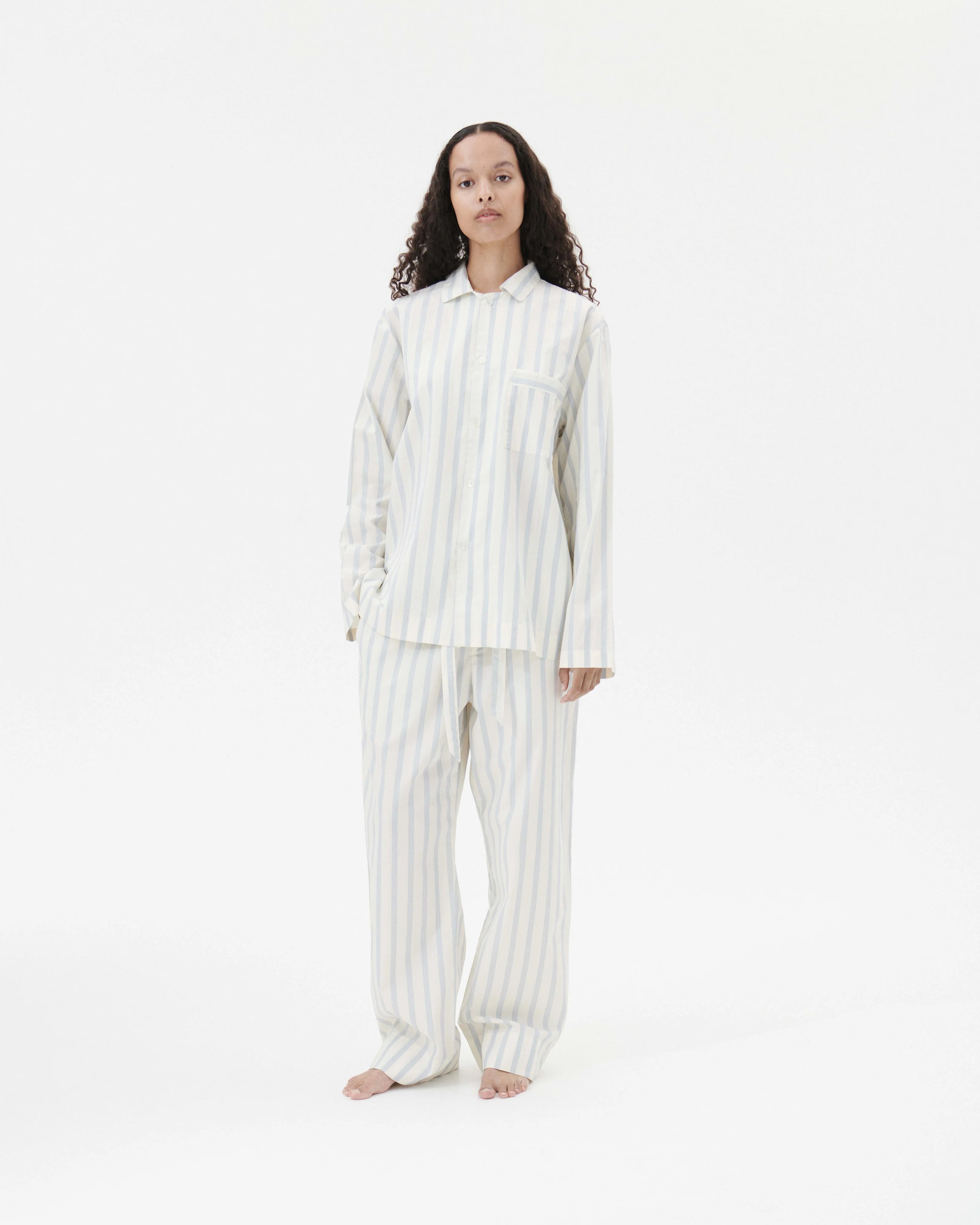 Tekla Poplin Pant in Needle Stripes