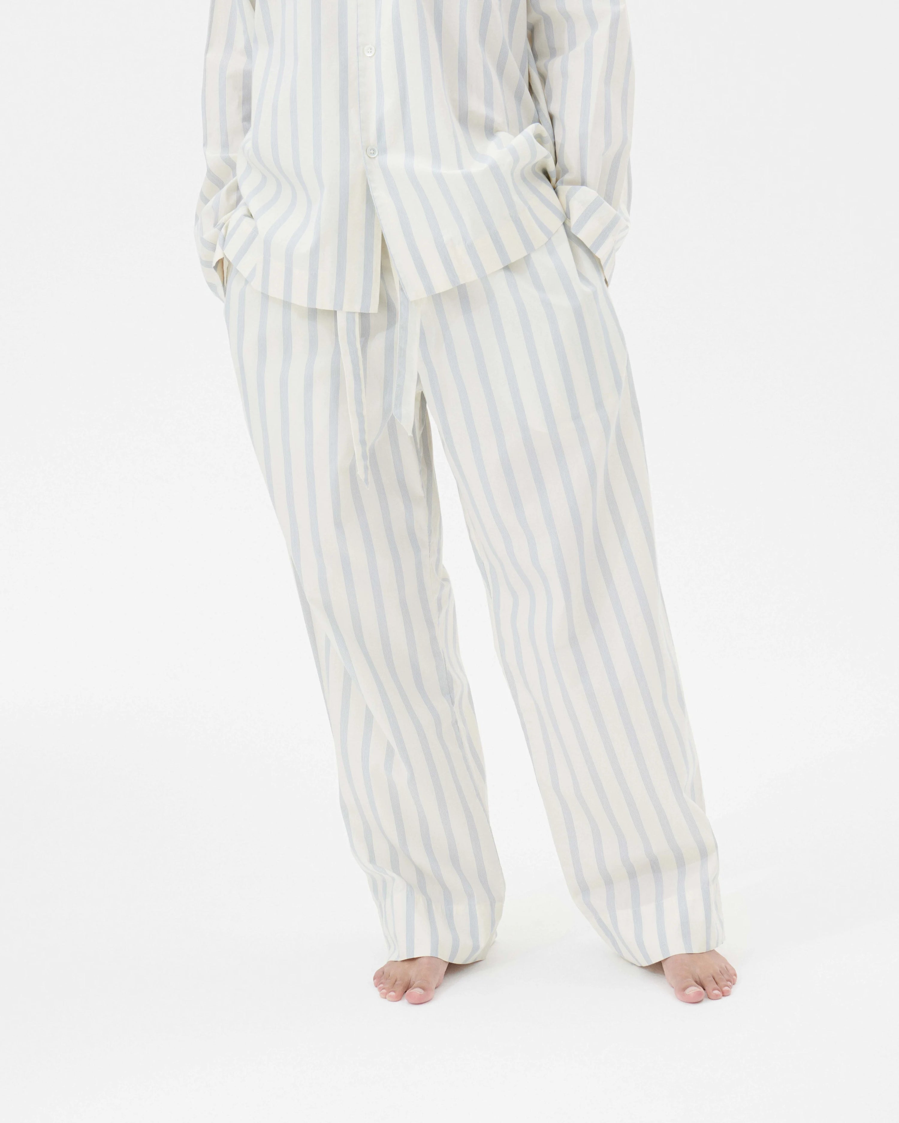 Tekla Poplin Pant in Needle Stripes