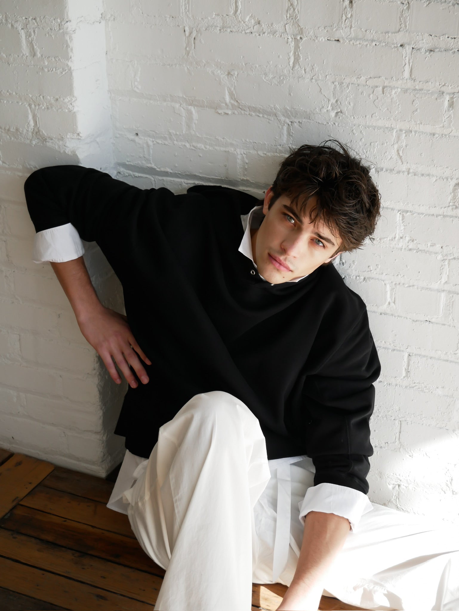 Asi hood oversized boxy fitted hoodie in black by ADNYM from Blackbird Collection's sustainable tops and loungewear for men